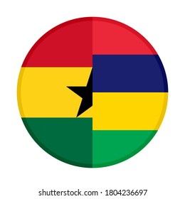 icono circular con banderas ghana y mauricio, aisladas en fondo blanco