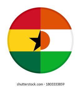 round icon with ghana and niger flags, isolated on white background