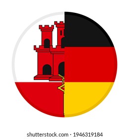 round icon with gibraltar and germany flags isolated on white background
