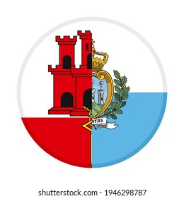 round icon with gibraltar and san marino flags isolated on white background
