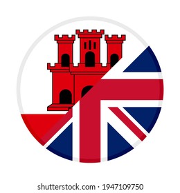 round icon with gibraltar and union jack flags isolated on white background
