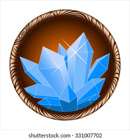 round icon of a glowing magic crystal