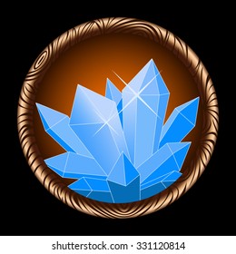 round icon of a glowing magic crystal