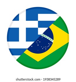 round icon with greece and brazil flags isolated on white background
