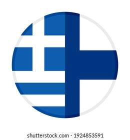round icon with greece and finland flags isolated on white background
