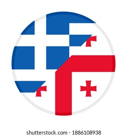 icono circular con banderas de grecia y georgia aisladas en fondo blanco