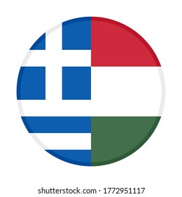 icono circular con banderas de grecia y hungría