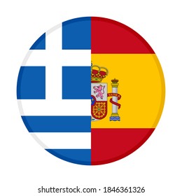 round icon with greece and spain flags, isolated on white background