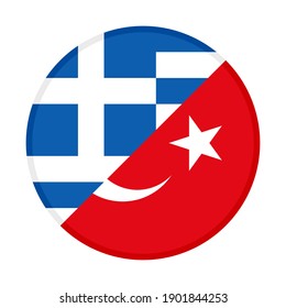round icon with greece and turkey flags isolated on white background
