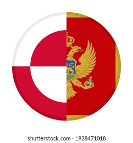 round icon with greenland and montenegro flags isolated on white background
