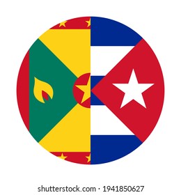 round icon with grenada and cuba flags isolated on white background
