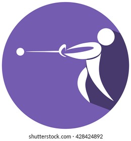 Round icon for hammer throwing illustration