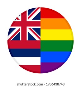 round icon with hawaii and rainbow flag