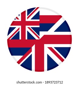 round icon with hawaii and united kingdom flags isolated on white background
