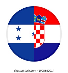 icono circular con honduras y banderas croatas aisladas en fondo blanco
