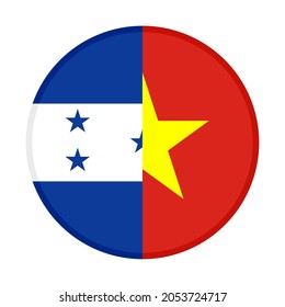 round icon with honduras and vietnam flags, isolated on white background

