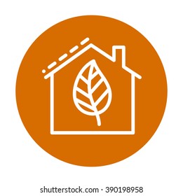 Round icon house with leaf into flat style