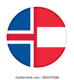 round icon with iceland and austria flags, isolated on white background