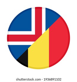 round icon with iceland and belgium flags, isolated on white background
