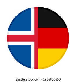 round icon with iceland and germany flags, isolated on white background
