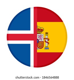 round icon with iceland and spain flags, isolated on white background
