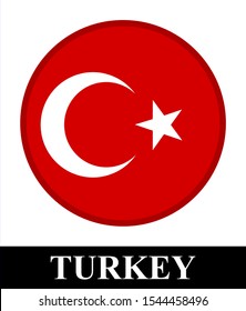 Round icon. Illustration of flag of Turkey