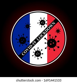 round icon. illustrations concept coronavirus. covid-19 lockdown in france.