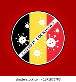 round icon. illustrations concept coronavirus. covid-19 lockdown in belgium. 