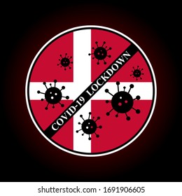 round icon. illustrations concept coronavirus. covid-19 lockdown in denmark.