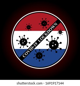 round icon. illustrations concept coronavirus. covid-19 lockdown in netherlands. 