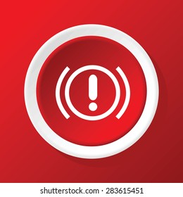 Round icon with image of alert sign, on red background