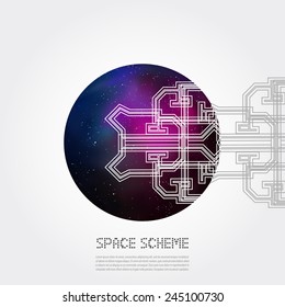 Round icon with the image of the cosmos.