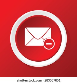 Round icon with image of envelope with minus, on red background