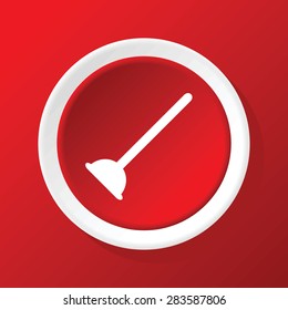 Round icon with image of plunger, on red background