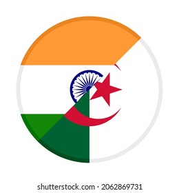 icono circular con banderas india y argelia, aislado en fondo blanco
