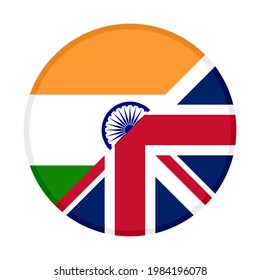 round icon with india and british flags isolated on white background
