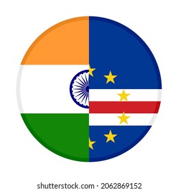 round icon with india and cape verde flags, isolated on white background
