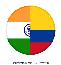 round icon with india and colombia flags isolated on white background
