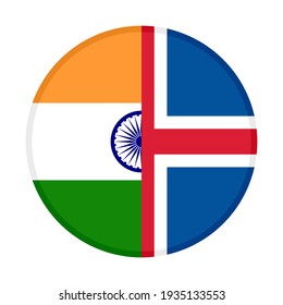 round icon with india and iceland flags, isolated on white background
