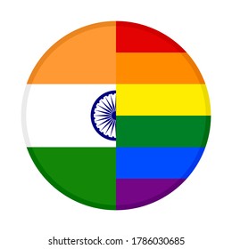 round icon with india and rainbow flag