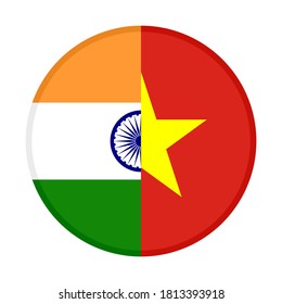 round icon with india and vietnam flags, isolated on white background