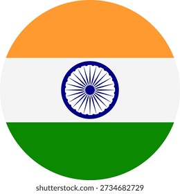 Round icon of Indian flag.