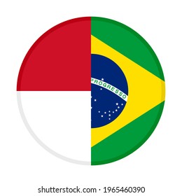 round icon with indonesia and brazil flags isolated on white background
