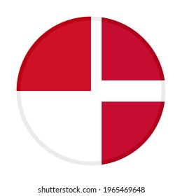 round icon with indonesia and denmark flags isolated on white background
