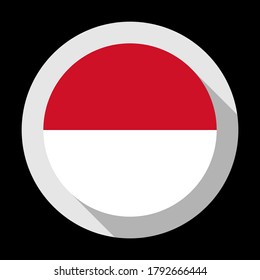 round icon with indonesia flag, isolated on black background