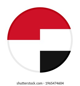 round icon with indonesia and yemen flags isolated on white background
