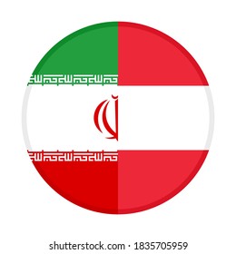 icono redondo con banderas iran y austria, aislado en fondo blanco