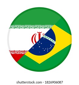 rundes Symbol mit Flaggen aus Iran und Brasilien einzeln auf weißem Hintergrund