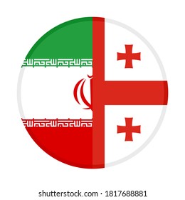 icono circular con banderas de irán y georgia, aislado en fondo blanco
