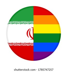 round icon with iran and rainbow flag